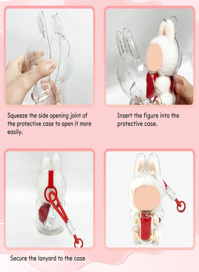 LUFEEMGA Protective Case for LABUBU Sitting Happy Factor,Clear Plastic Display Sit Style Protective Cover PVC Bag Hanging Model Box with Keychain, Sitting Red Soda Can - Image 3